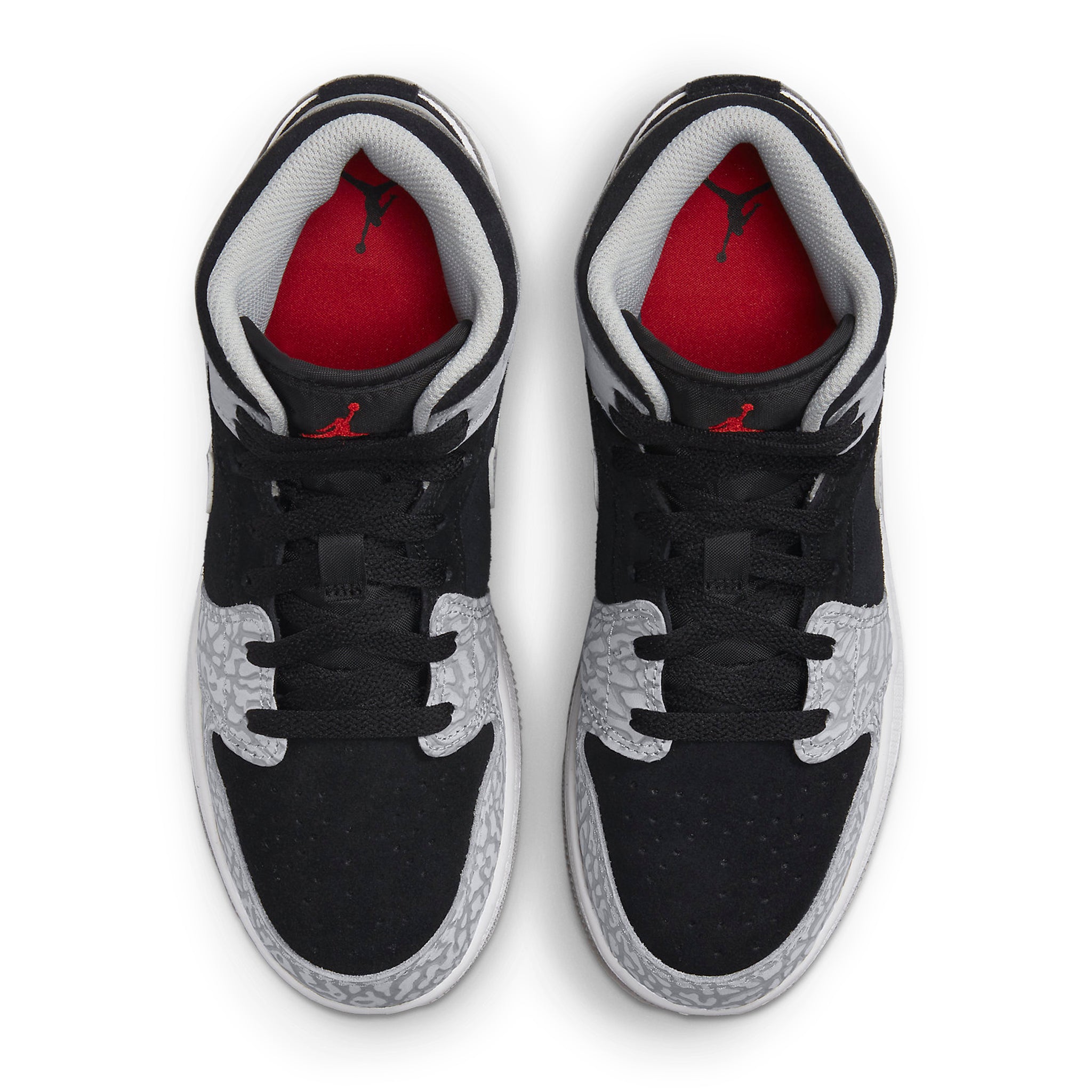 Top down view of Air Jordan 1 Mid SE Elephant Print (GS) DM6216-016